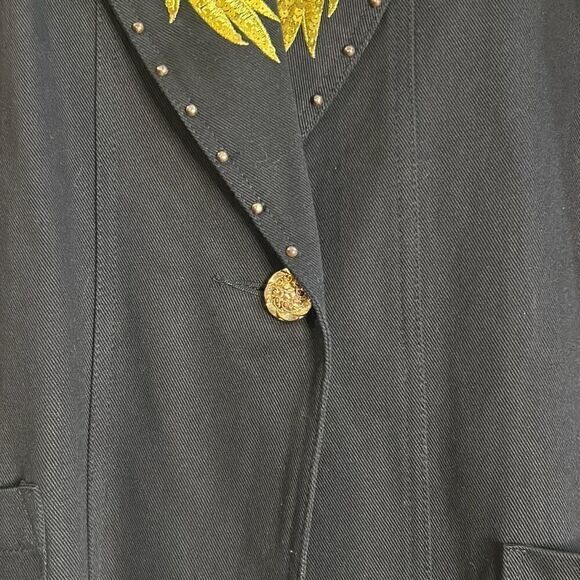 Jen Jen by Darian Vtg black and gold jacket retro unique blazer style Jean hacke - Picture 3 of 10
